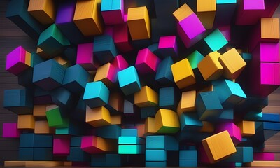 Parallel colorful wooden blocks.