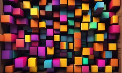 Parallel colorful wooden blocks.