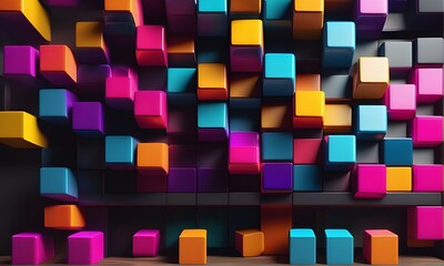 Parallel colorful wooden blocks.