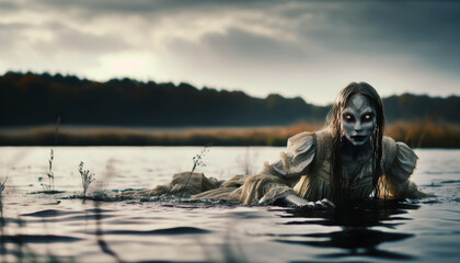 water rusalka demonic being living in forests, fields and lakes, slavic folklore