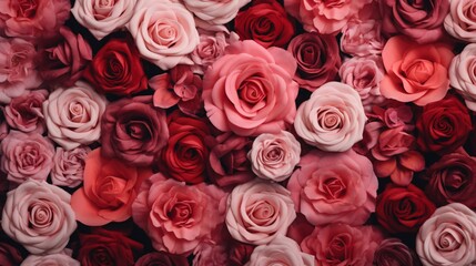 Fototapeta premium red, pink and white roses backdrop