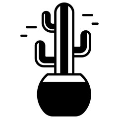 Cactus Plant glyph and line vector illustration