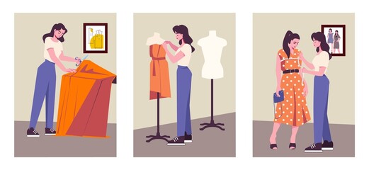 Sewing compositions in flat design