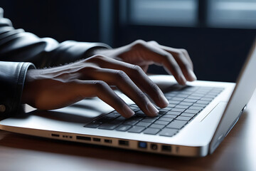person typing on a laptop. 