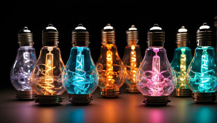 Obraz na płótnie Canvas Light bulbs, creative idea concept