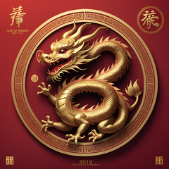 Year of the Dragon. symbol of Chinese New Year 2024.
