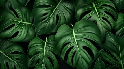 Fototapeta na wymiar A monstera leaves wallpaper texture background.