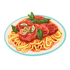 Beef Spaghetti isolated, transparent background white background no background