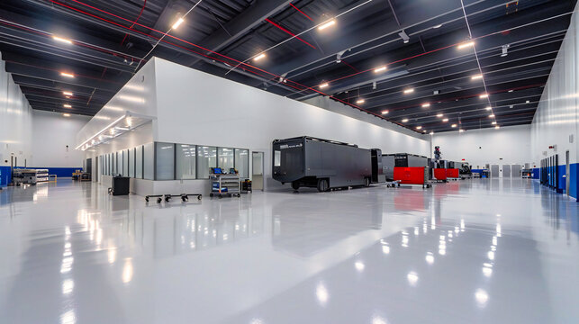 Modern Business Architecture, Industrial Factory or Warehouse, Spacious Interior Design