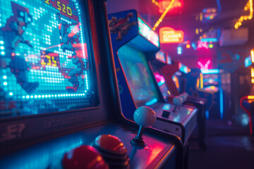 Glowing Games in the Arcade Night