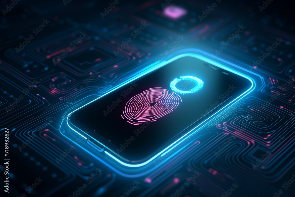 Poster future technology and cybernetics fingerprint scanning and biometric verification cyber security sys
