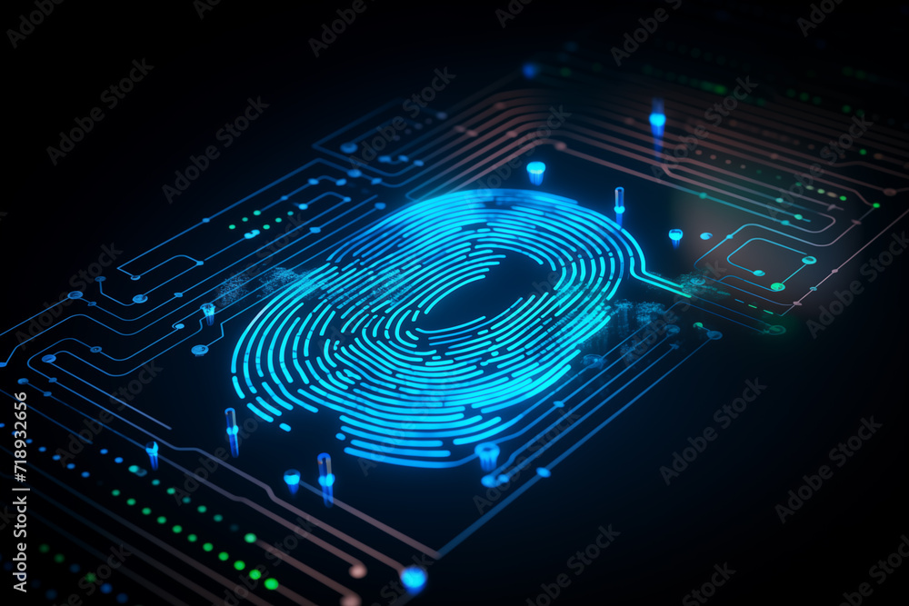 Poster future technology and cybernetics fingerprint scanning and biometric verification cyber security sys