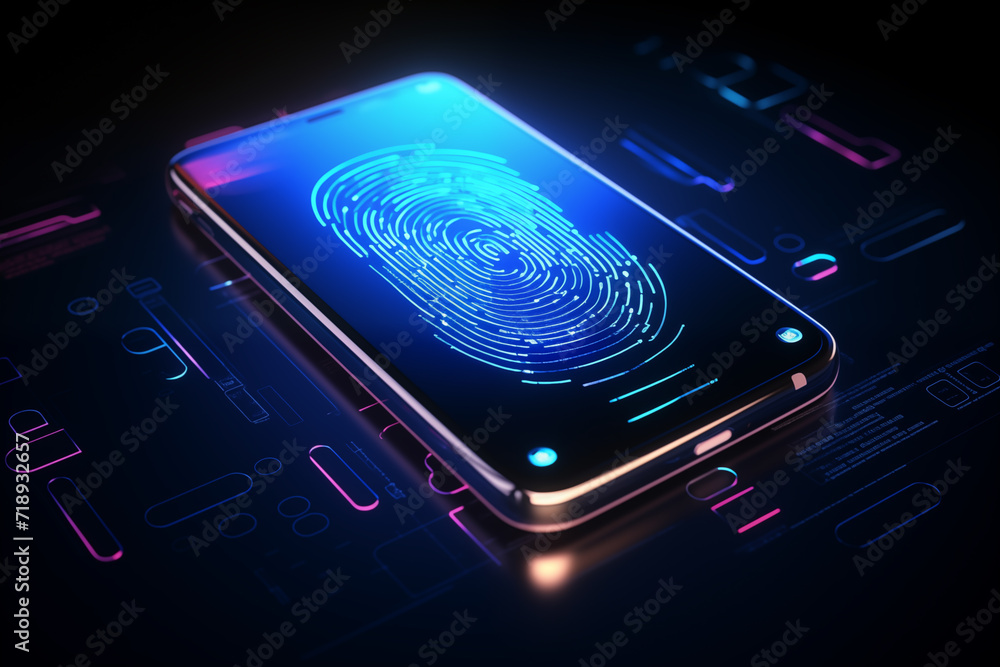 Poster future technology and cybernetics fingerprint scanning and biometric verification cyber security sys
