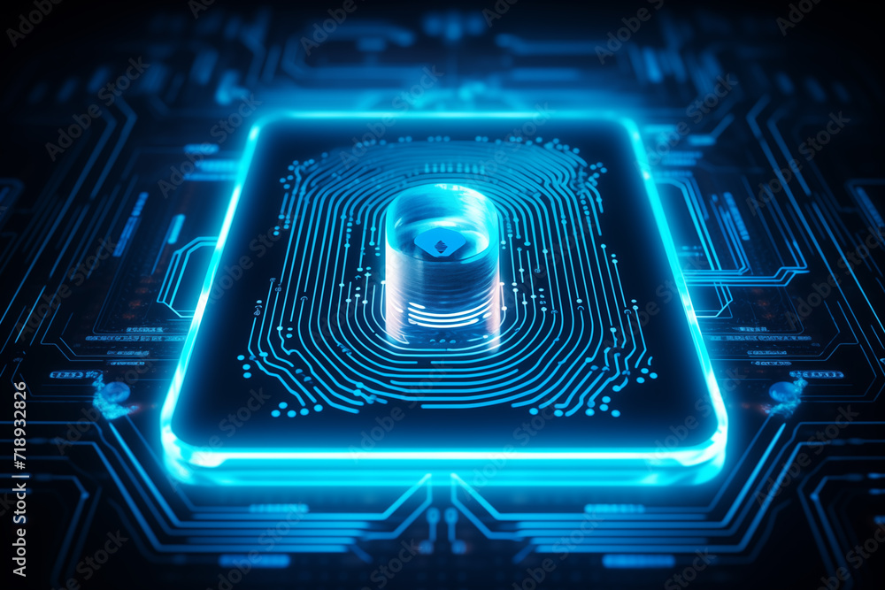 Poster future technology and cybernetics fingerprint scanning and biometric verification cyber security sys