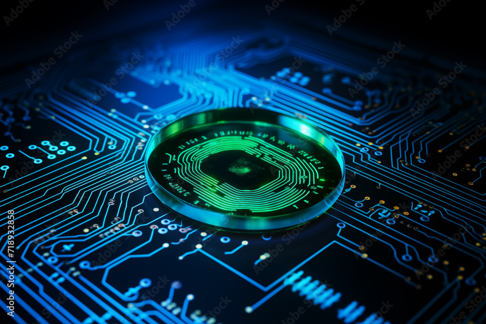 Poster future technology and cybernetics fingerprint scanning and biometric verification cyber security sys