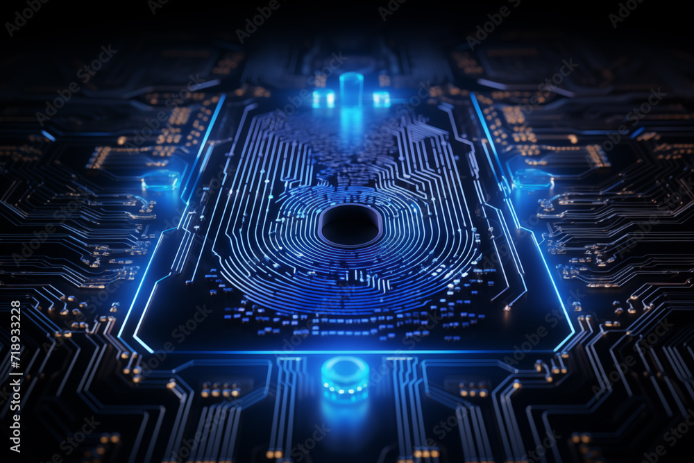 Poster future technology and cybernetics fingerprint scanning and biometric verification cyber security sys
