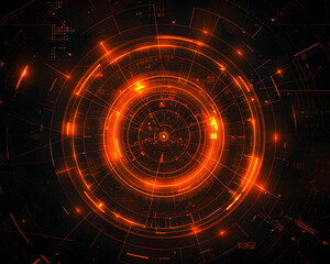 Obraz premium Abstract digital background with glowing orange circles.