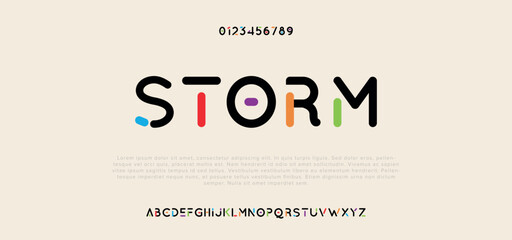 Storm Creative font. Modern abstract digital tech font. Logo creative font, type, technology, movie, digital, music, movie. Fonts and illustration in vector format.
