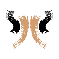 Abstract vector illustration. Helping hands. All in our hands. Random brush strokes. Poster in primitive style. Symbolism