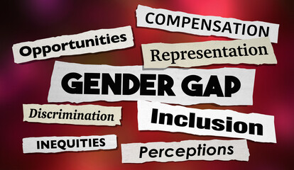 Gender Gap News Headlines Difference Pay Equity Opportunity Men Women 3d Illustration
