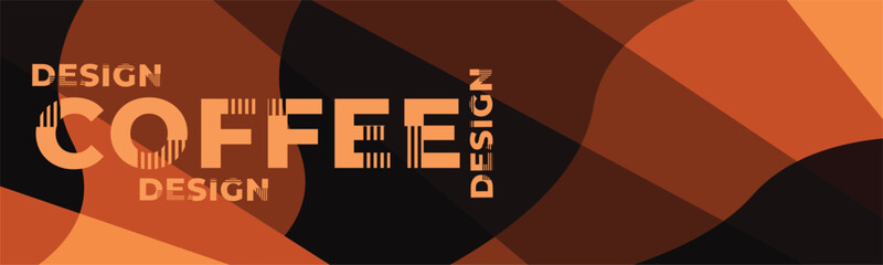 Geometric pattern coffee design. Horizontal banner template coffee tones geometric shapes of coffee grains. Vector file design elements.