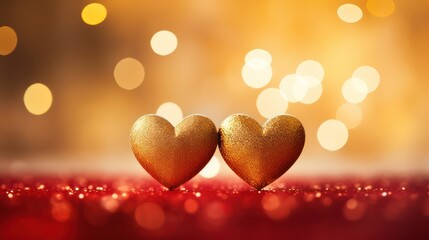 golden hearts on bokeh background