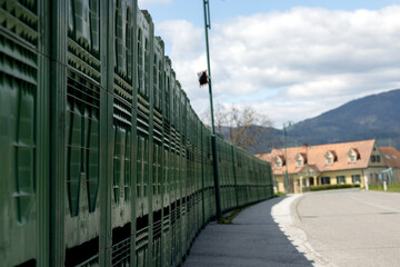 Large green boxes are ready to be shipped for the apple harvest