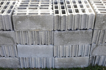 Stack of cement bricks, cement blocks