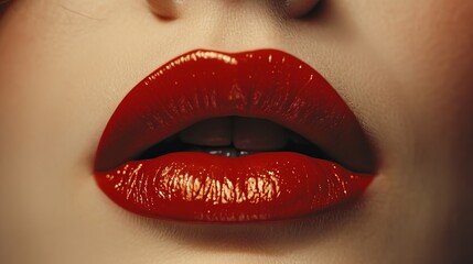 Obraz premium Disco-inspired vibrant lipstick shades on a close-up of a woman's lips