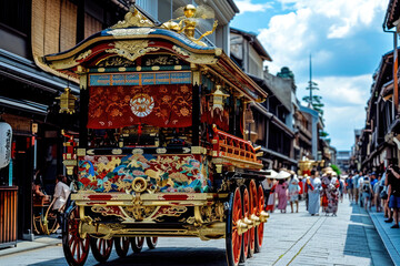 Festival de Gion Matsuri en Japón: Carros tradicionales y festividades en Kyoto, cultura local japonesa