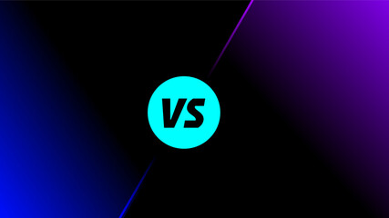 Simple black versus screen with dark blue and purple partition separating concepts for comparison presentation background.