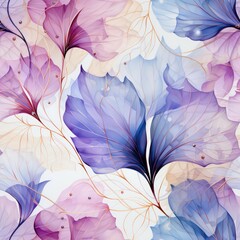Seamless abstract beautiful purple and blue leaves pattern background