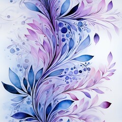 Fototapeta na wymiar Seamless abstract beautiful purple and blue leaves pattern background