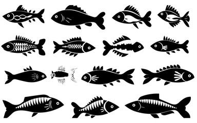 set of fish silhouettes