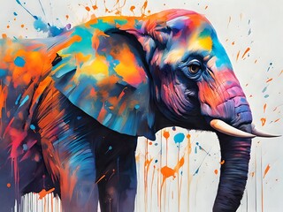Illustration picture of a colorful elephant