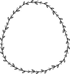 Curvilinear Triangle shape Flower wreath frame leaf vector floral border picture frames Branch laurel botanical silhouette black elements decoration greeting wedding frames