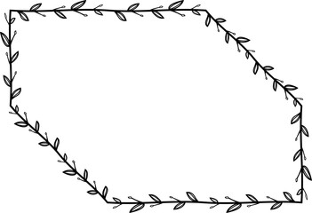 Snip Diagonal Corner Rectangle shape Flower wreath frame leaf vector floral border picture frames Branch laurel botanical silhouette black elements decoration greeting wedding frames