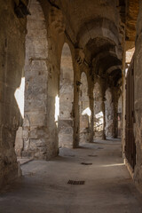 View of the Roman arena of Nimes in southern France