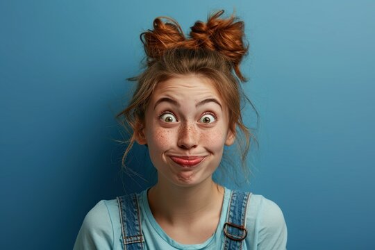 Portrait of a Playful Teenager with Funny Expression . Generative AI.