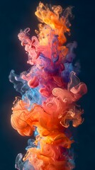 Colorful Neon Smoke Background. Flames of red, blue and yellow. vertical orientation - obrazy, fototapety, plakaty