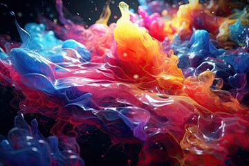 Abstract blending of liquid paints in slow motion. - obrazy, fototapety, plakaty