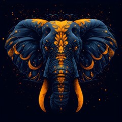 a colorful art of an elephant. stylish elephant art with bright patterns. isolated on black