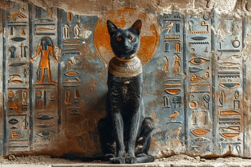 Feline Pharaoh: The Black Cat King of Ancient Egypt Generative AI