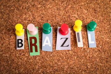 BRAZIL. Letters pinned to a cork notice board