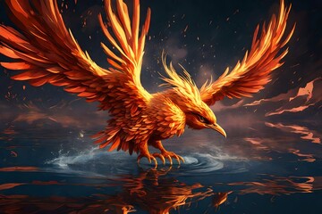 Phoenix mythical bird rising from the ashes