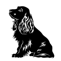Cocker Spaniel Dog Black and White Silhouette Vector SVG Laser Cut T- Shirt Design Print Generative AI