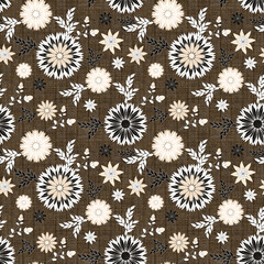 
Seamless floral pattern. White flowers on a brown background. 
