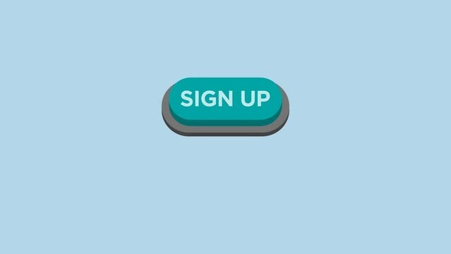 Sign up animation button in blue color, animation button for web marketing design. Flat deign. Social media element