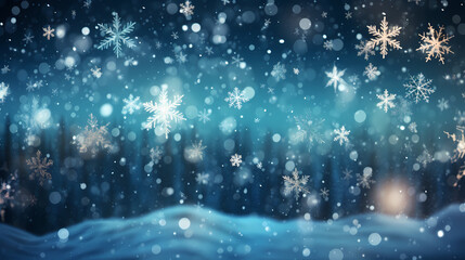 Wonderful scene formed by snowflakes, winter background