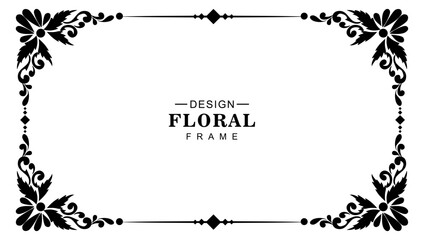 Luxury black ornamental floral frame banner background